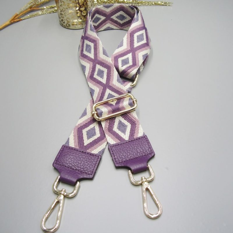 Taschengurt Echt Leder gold lila Schulterriemen Crossbody Bag