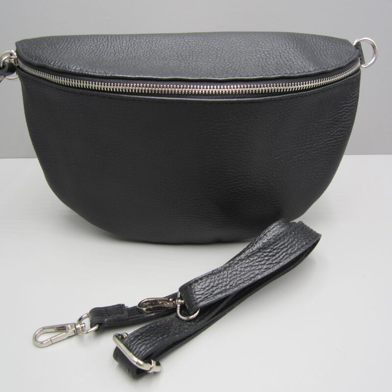 Crossbody Bauchtasche - Damen Handtasche - schwarz - R/silber