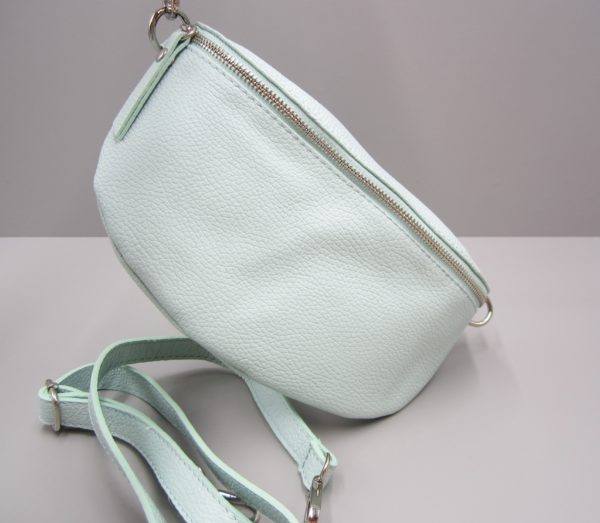 Crossbody Bauchtasche Damen Handtasche türkis Reißverschluss silber