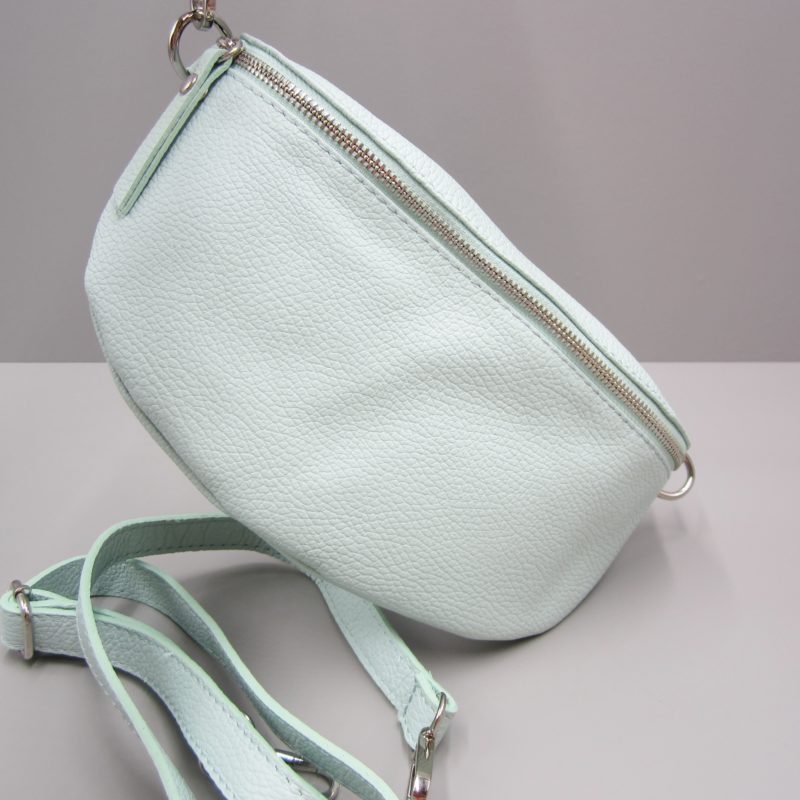 Crossbody Bauchtasche Damen Handtasche türkis Reißverschluss silber