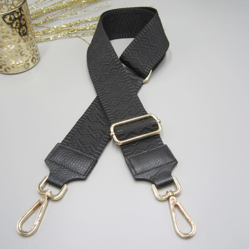 Taschengurt black , einfarbig schwarz , Karabiner gold