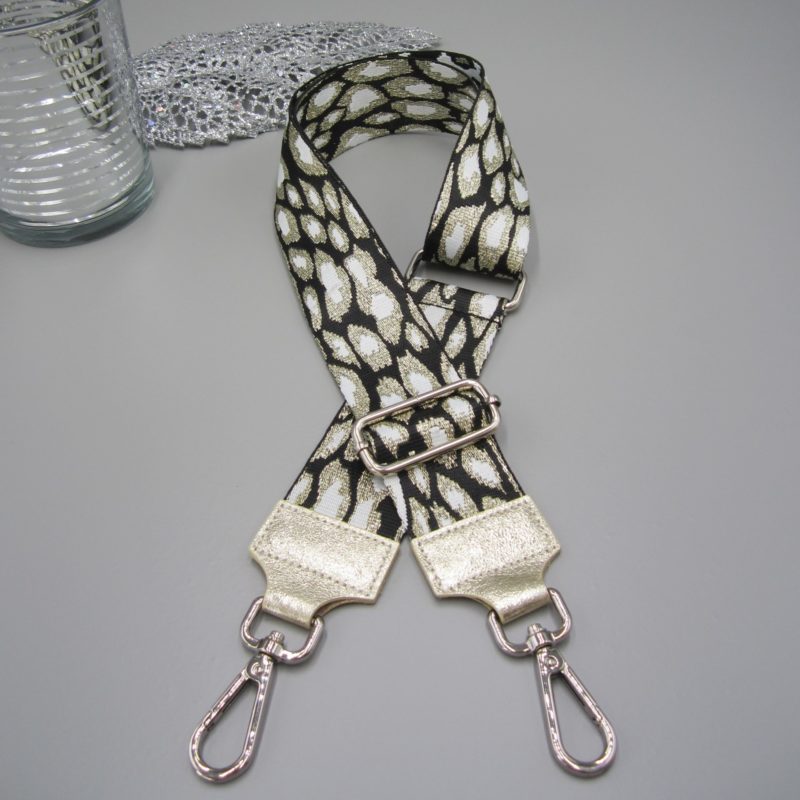 Taschengurt gold , Pfauenauge gold schwarz weiß , Karabiner silber