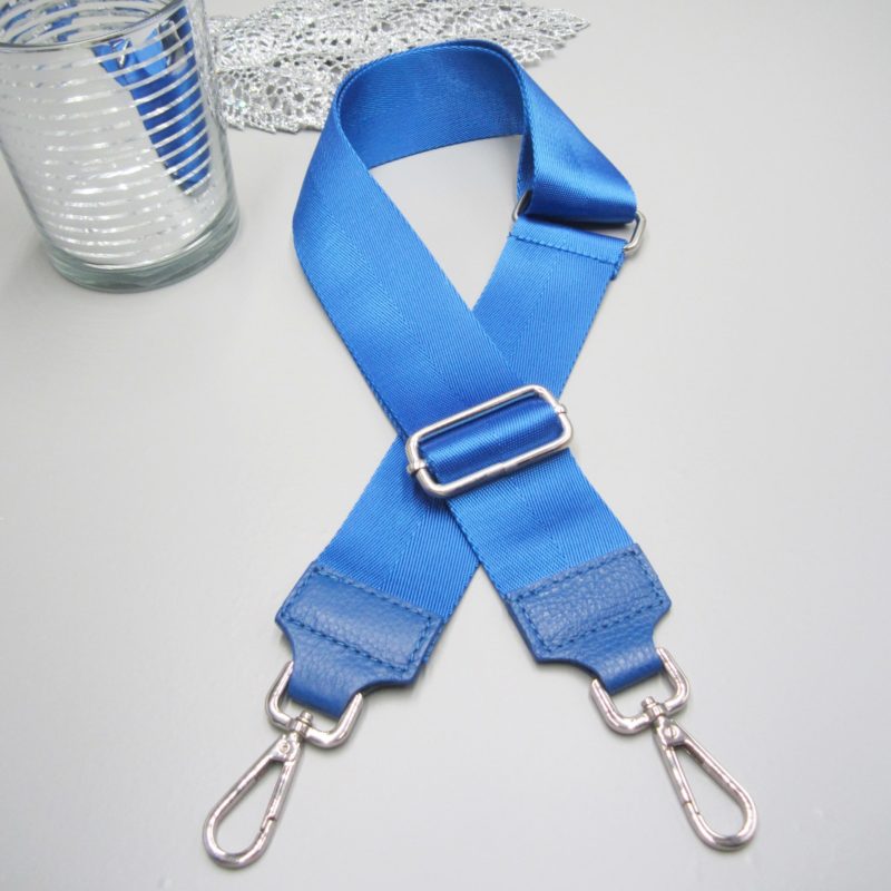 Taschengurt royalblau , einfarbig königsblau , Karabiner silber