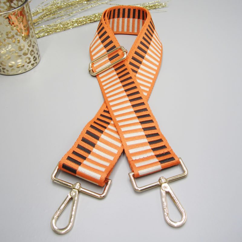 Taschengurt Schultergurt , Klavier Design, universal Gurt orange Karabiner gold